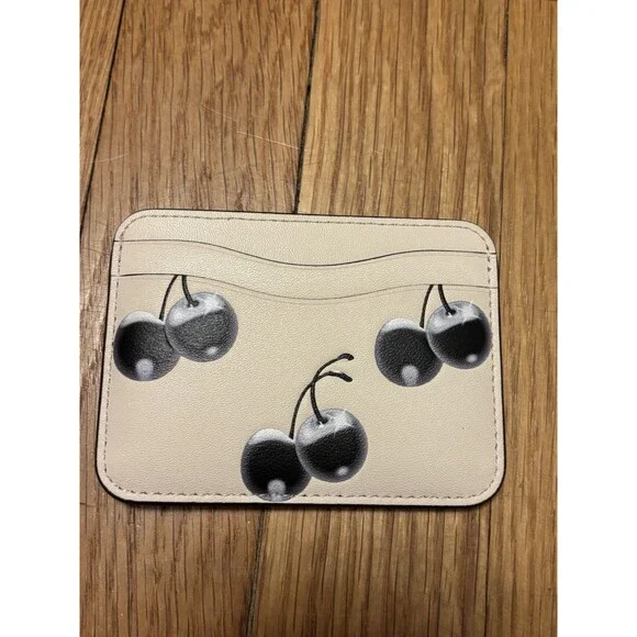 Coach Black Cherry Ergo bag coachtopia leather Card Holder Purse White CL754 - Picture 2 of 14